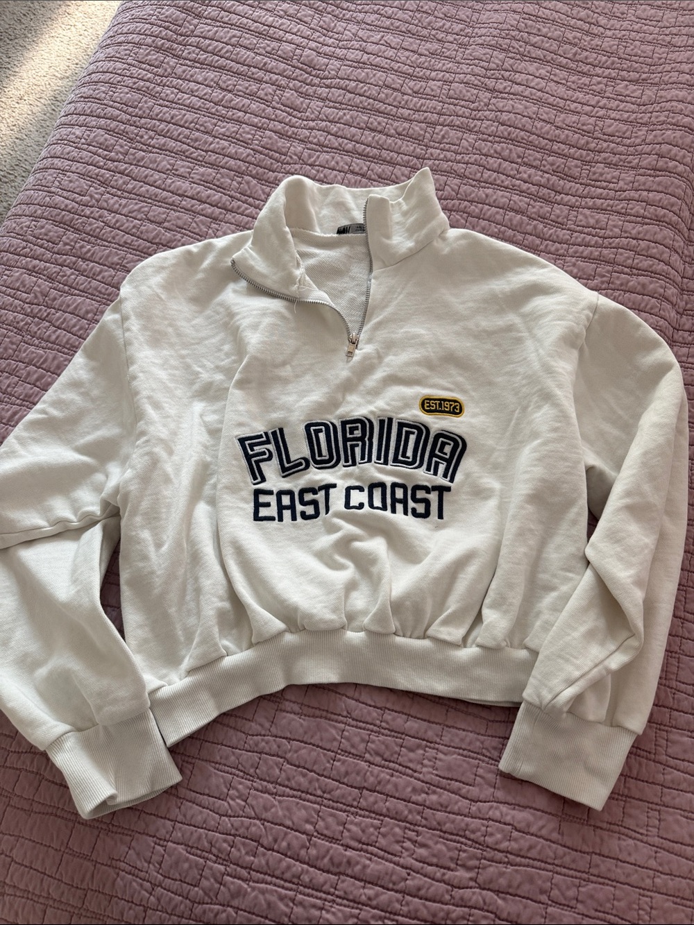 ZARA White Half-Zip Sweatshirt